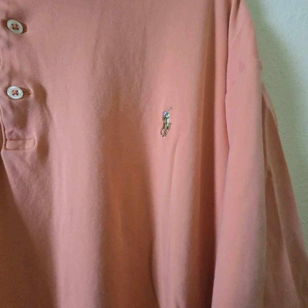 Polo Ralph Lauren Polo Shirt Mens 4XB Pink Solid Short Sleeve Big & Tall Pony